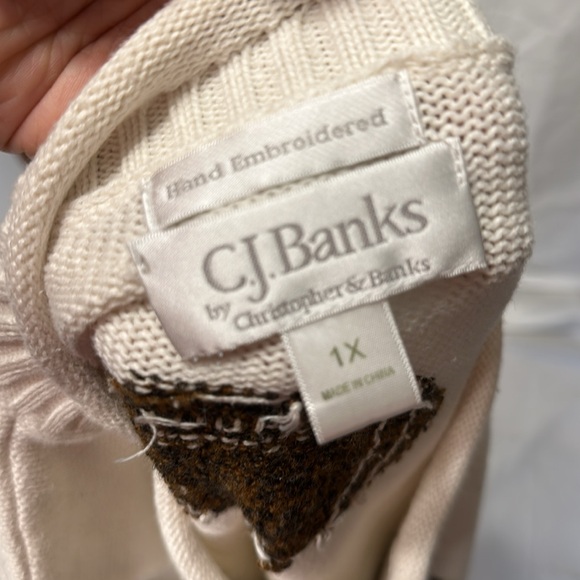 Sunday Funday Football Hand Embroidered Sweater Christopher & Banks size 1X M25 - Picture 6 of 6